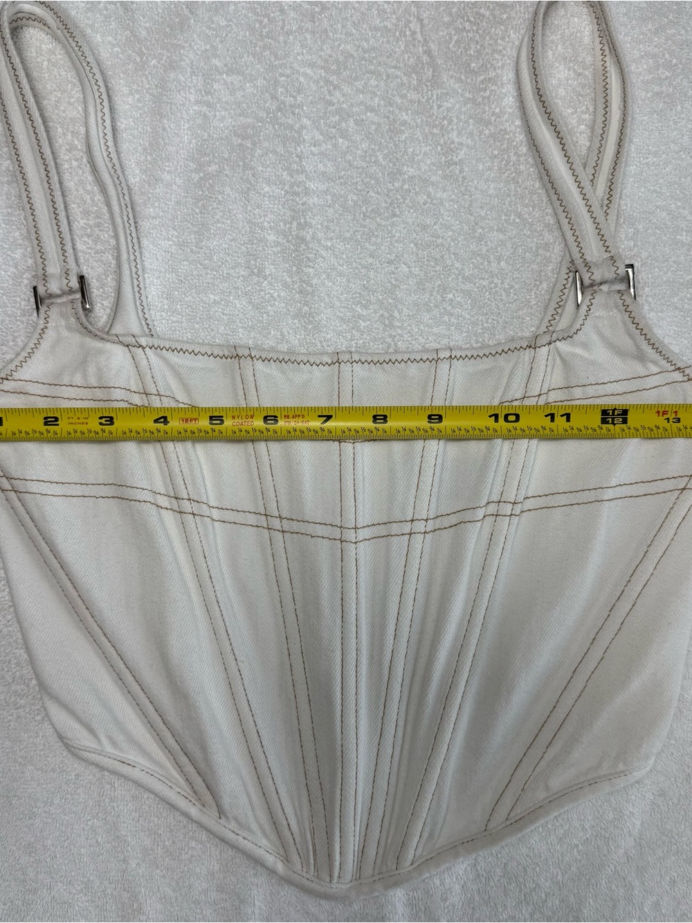 White Fox White Corset Bustier Crop Top Contrast Stitch Cotton Women’s XS - Picture 6 of 7